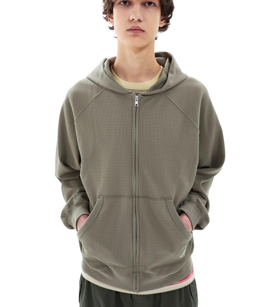 Sunlovetour Aero Waffle Zip Up Hoodie Taupe