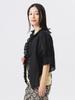 Beams Boy Short Sleeve Cotton Linen Shirt with Ruffles and Gathered One Size Women's Trim, Black,