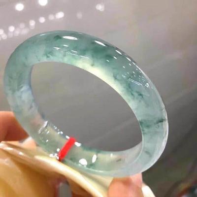 Ice-Seed Jade Bracelet Floating Flower Round Bangle Bracelet Green Jade Bangle  Girlfriends