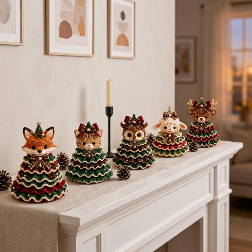 with Beads Bell Crochet Animal Christmas Tree Kit Animal Xmas Tree DIY Kit for Craft Lovers