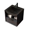 51cm Floating Bathroom Vanity with Integrated Undermount Ceramic Basin, Beveled Plywood Cabinet with Shelf and Drawer, Pre-assembled, Black Wood Grain