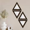 Self Adhesive Wooden Decorative Wall Framed Mirror, Flower Wenge - 10 X10 Inch