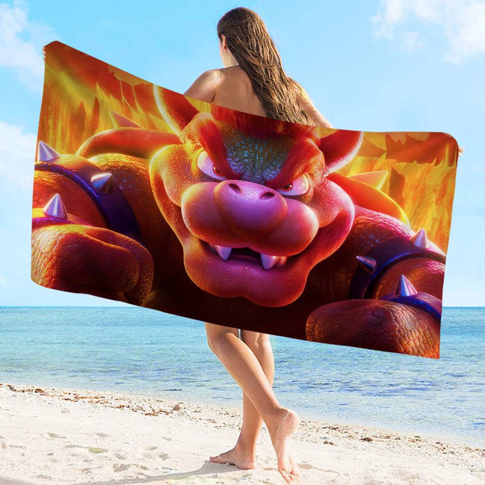 S-Super Cute Style M-Mario Bath Towel Microfiber Soft Water Absorbing Breathable For Girl Kids Decorative Cartoon Beach Towel