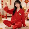 Cute Horse Print Kawaii Pajama Set for Women Spring Soft Fabric Comfort Plaid Loungewear 2 Piece Long Sleeve Top Pants Sleepwear