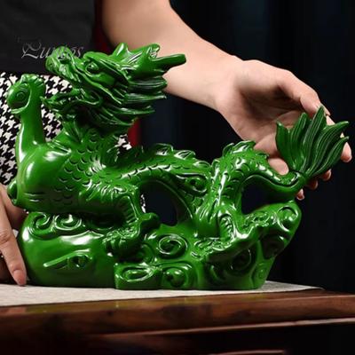 Dragon Ornament Chinese Feng Shui Dragon Statue Lucky Wooden Animals Figurine for Office Home Decoration