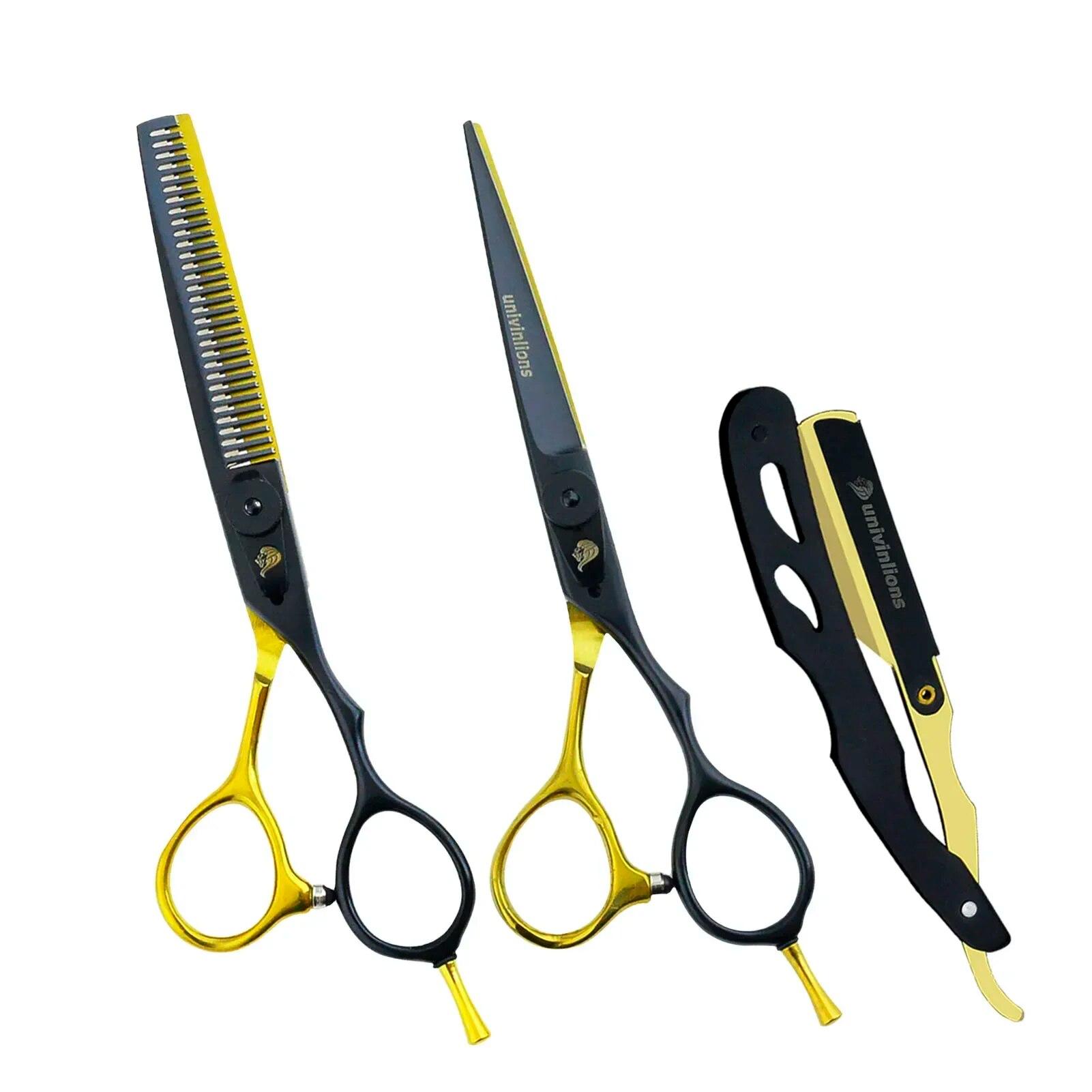 

Univinlions Japan Steel 6 Barber Scissors Professional Hairdressing Scissors Kit Hair Shears Sharp Hair Cutting Scissors Razor