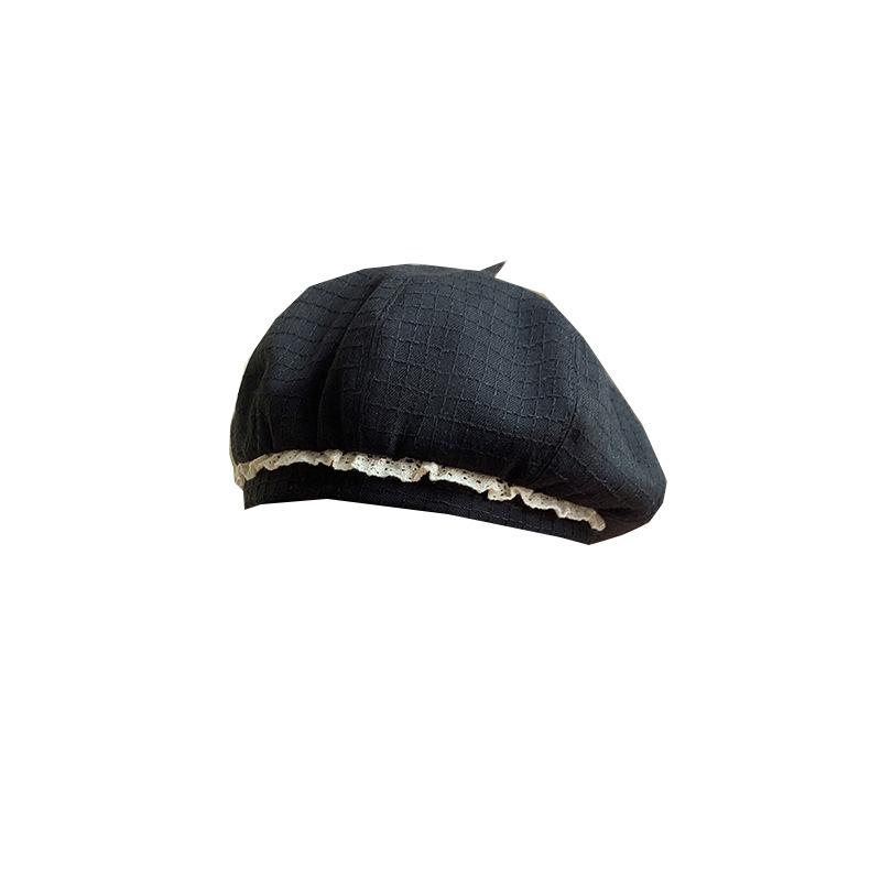 Autumn And Winter New Korean Style Lace Beret Women'S Daily Commuting Fashion All-Match Large Head Circumference Painter Hat