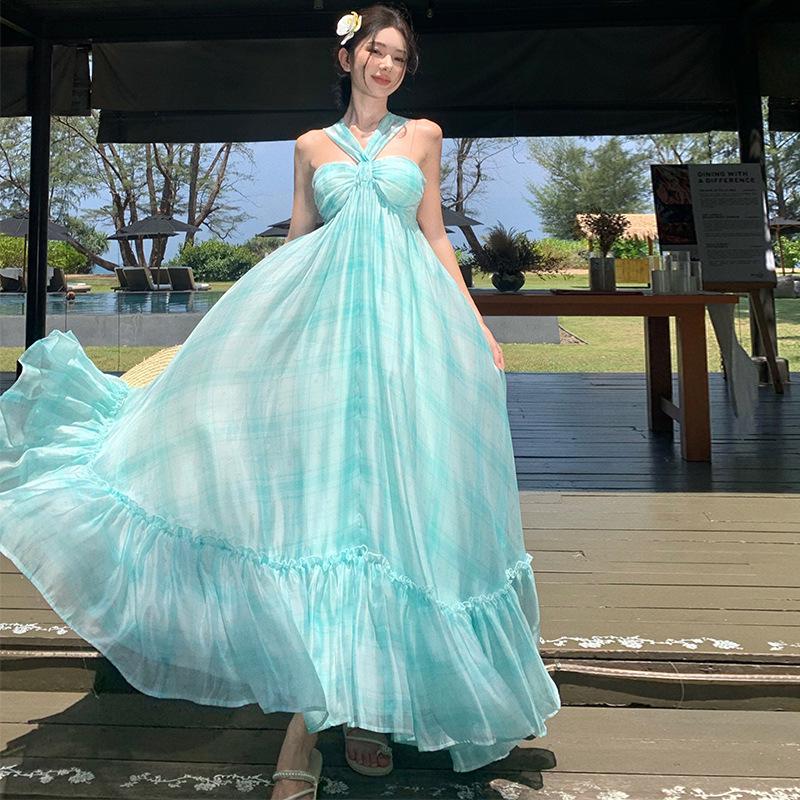 

Платье-майка Mint Mambo Beach - Женское летящее летнее макси-платье для отпуска с нагрудными подушечками Large мятный зеленый