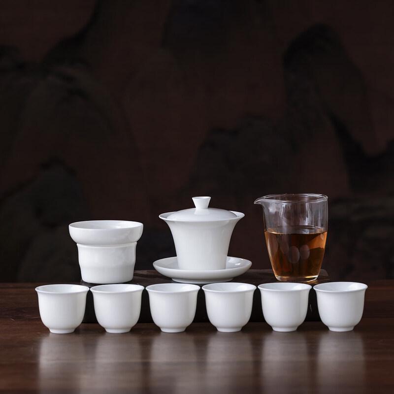 Ru Han Pure White Ceramic Tea Set