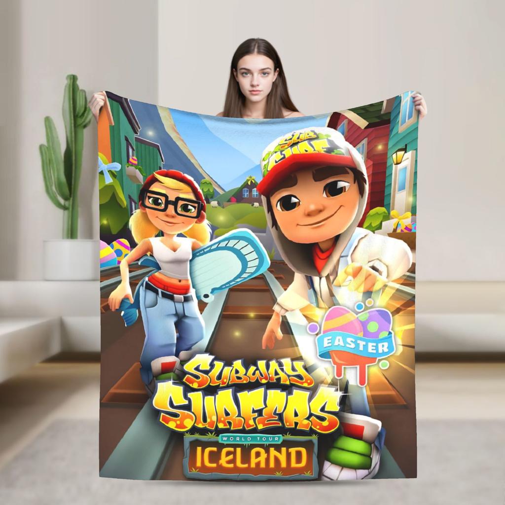 Soft Blankets Decorative Subway-Surfers Jake Tricky  Throw Blanket  Flannel Bedspread For Living Room Funny Sofa Bed Cover