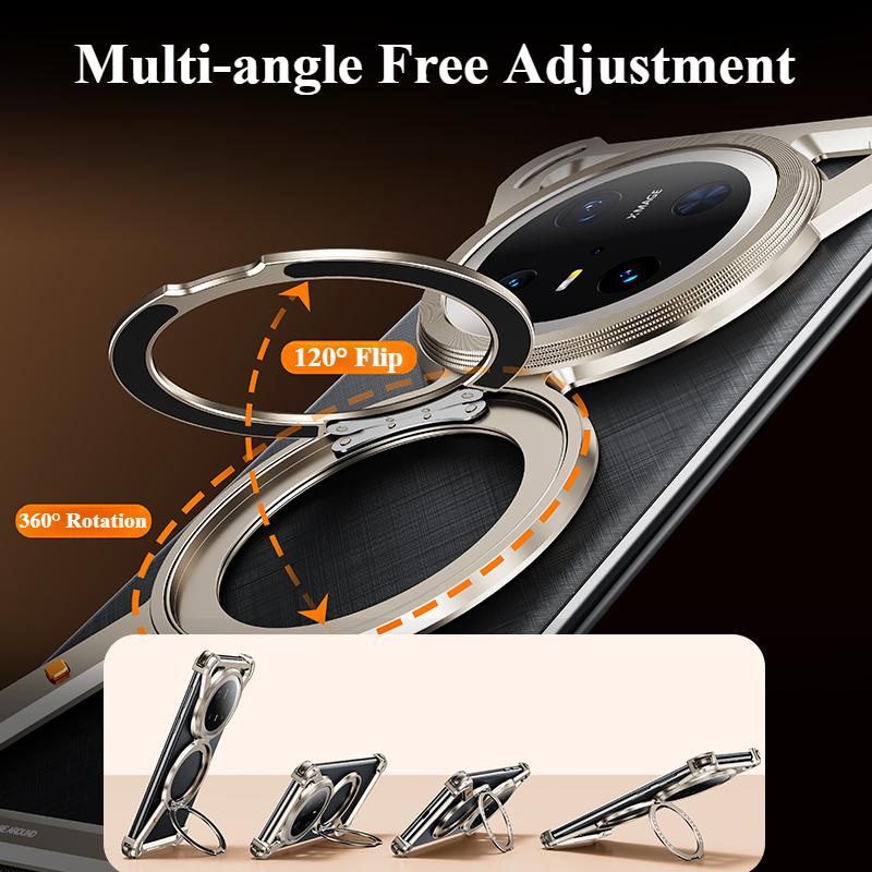 Oatsbasf Metal Frameless Phone Case for Huawei Mate 70/70 Pro/70 Pro+ Z Shape Protective Cover with 360° Rotatable Magnetic Ring