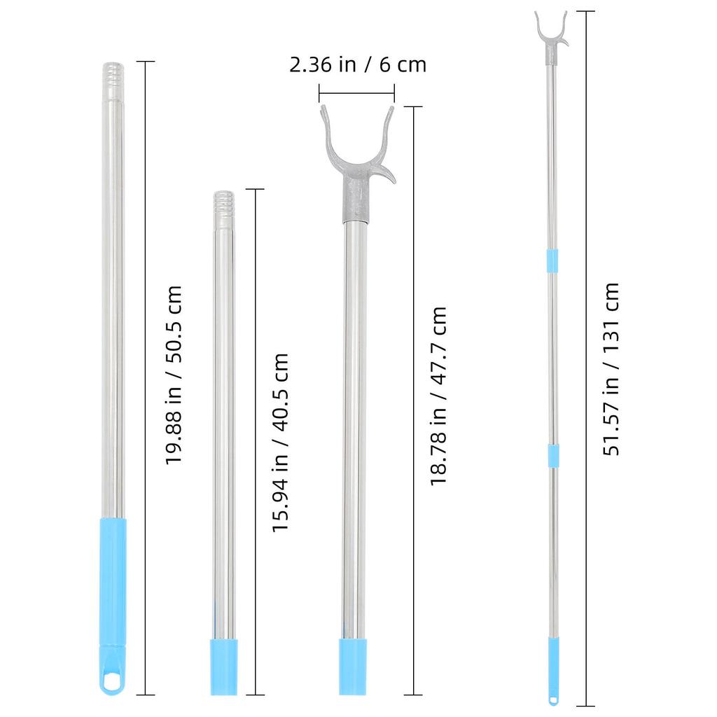 Wardrobe Hook Pole Adjustable Splicing Clothes Rod Stainless Steel Plastic Clothes Reach Tool Home Balcony Closet Hook Pole
