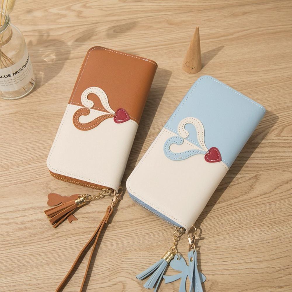 

PU Leather Female Long Wallet Double Layered Card Bag New Zipper Purse