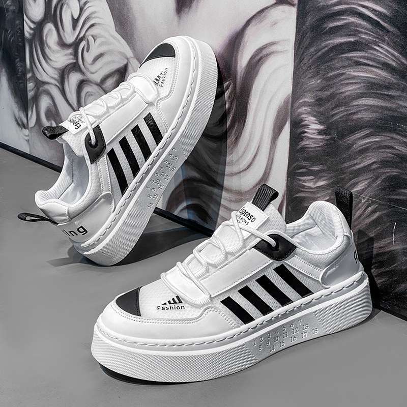 Herrenschuhe Sommer dünne atmungsaktive Mesh Board Schuhe vielseitige Herren Höhensteiger weiße Schuhe Trend Plateau Sportschuhe Herren