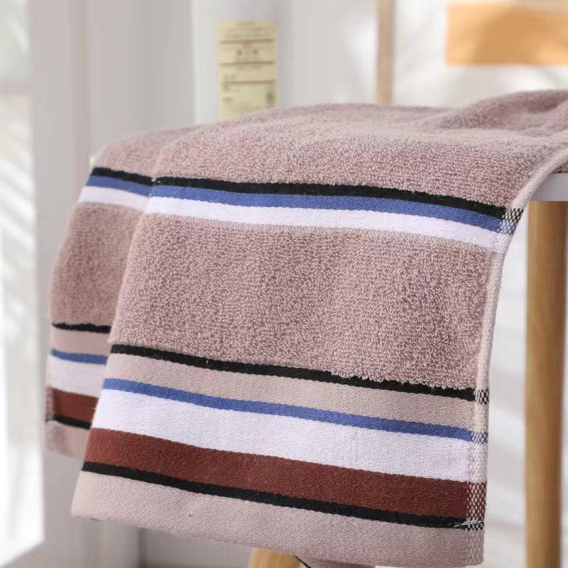 1pc 100% Cotton Bath Towel - Ultra-Soft High Absorbency, Lightweight & Portable for Travel, Spa, Beach - Modern Striped Design