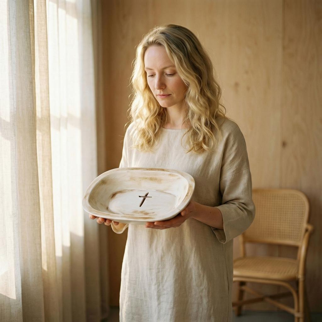 Resin Pray-er Small Dough Bowl, Cross Pray-er Bowl, Religious Dough Bowl Religious Gifts For Women, Farm-house Decor Rustic Home Decor