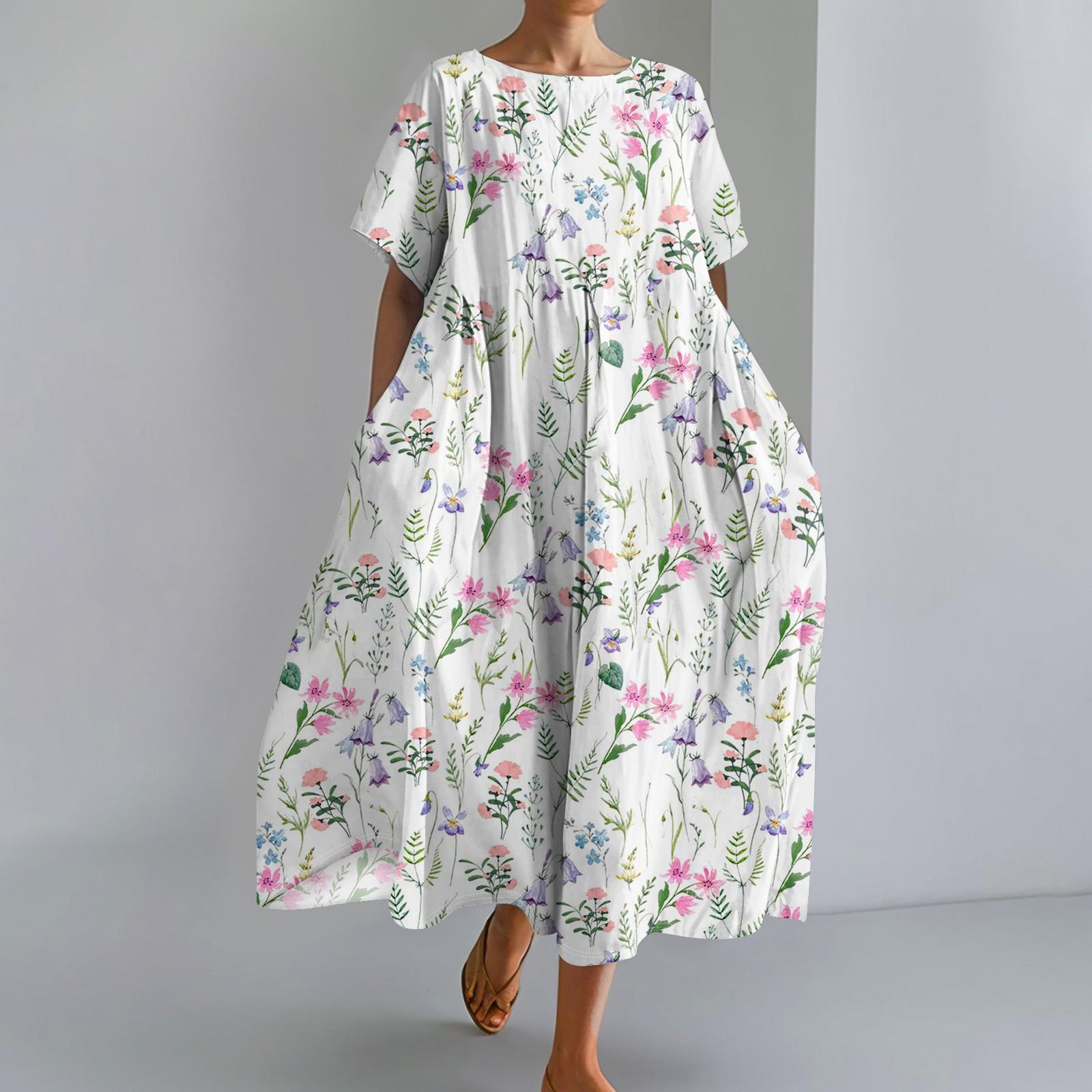 

Женское модное свободное платье с большим карманом и круглым вырезом с градиентным принтом и короткими рукавами XXXL белый