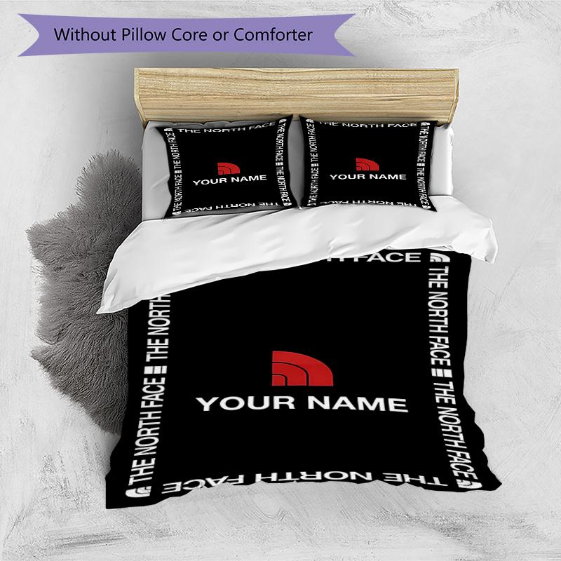 North Face Style Custom Name Text Print 1Pc Bedding Set Duvet Cover With Two Pillowcases Soft Bed Linen For Household Bedroom