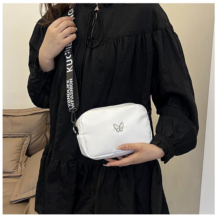 Wide Strap Nylon Underarm Bag for Women, Solid Color Quilted Shoulder Purse, Soft Wavy Texture Crossbody Bag, Minimalist Daily Tote