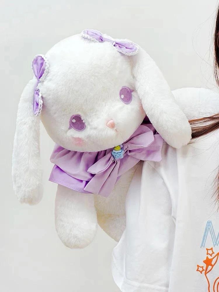 Kawaii Japan Lolita Bunny Bear Doll Kids Soft Plush Rabbit Stuffed Animals Hug Cuddly Throw Pillow Children Girl Birthday Gift