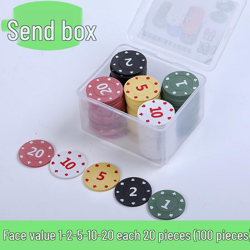 Boxed 100 Plastic Chips for Card Games: Baccarat, Mahjong, Poker