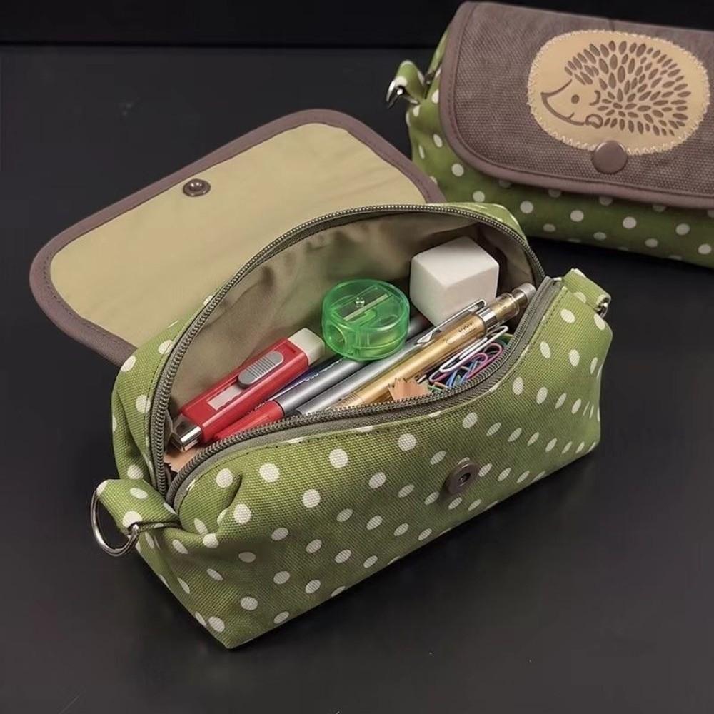 Stain-Resistant Pencil Pouch Hedgehog Pattern Cosmetic Bag Fashion Pen Bag Students