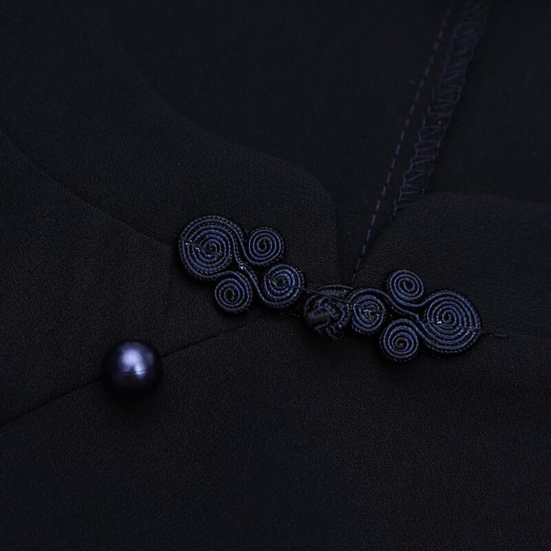 Paste Damen Neues Chinesisches Stil Chiffon Midi Kleid