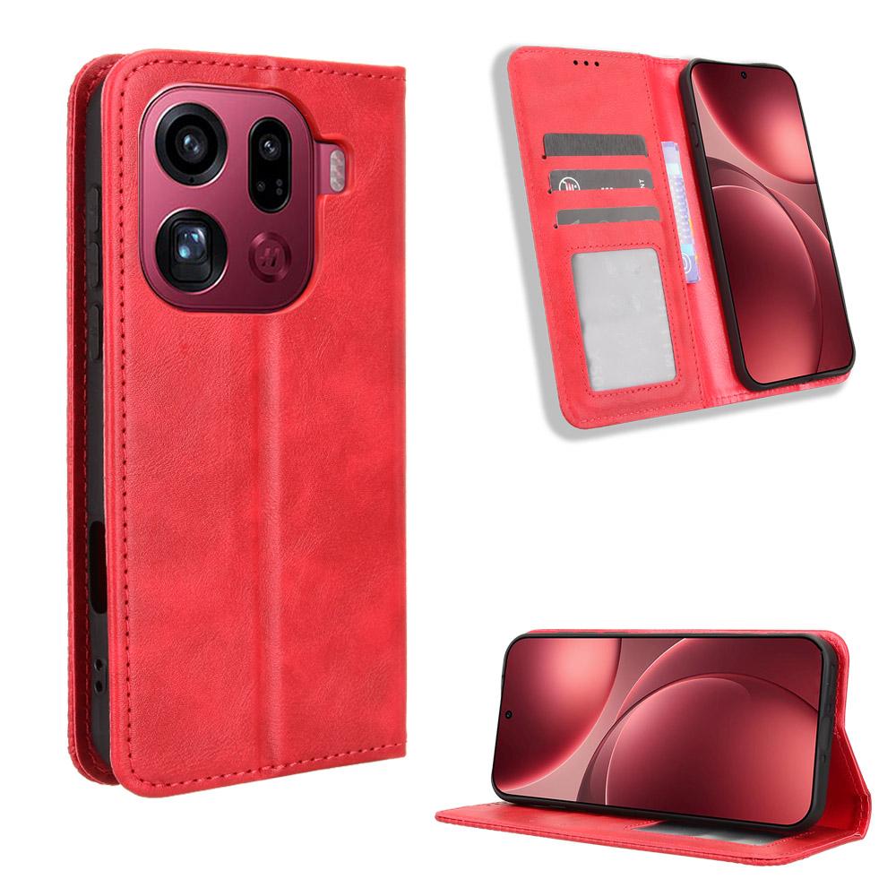 

For Oppo Find X9 Pro 5G Leather Case Wallet Stand Retro Texture Phone Cover