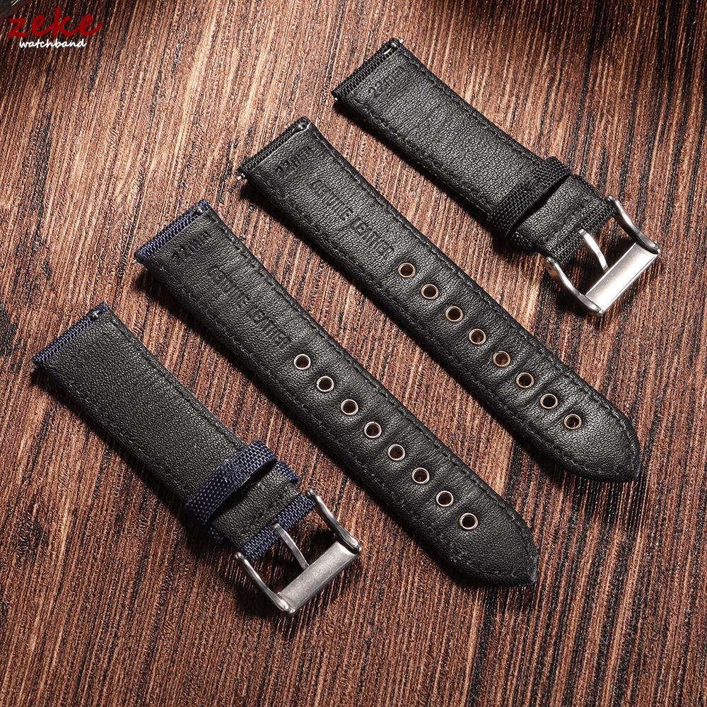 Sailcloth Watch Strap Matte Buckle Bracelet 22mm for Seiko Business Nylon Leather Waterproof Belt Men Women Quick Release Bands