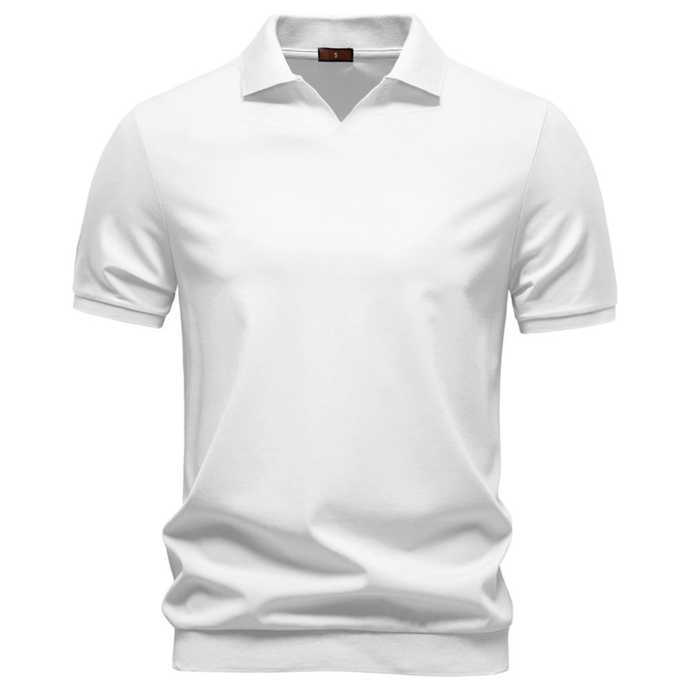AIOPESON Herren Polohemd aus Tencel-Viskose-Mischung Atmungsaktiv Stretch Business Casual V-Ausschnitt Sommer Oberteil Einfarbige