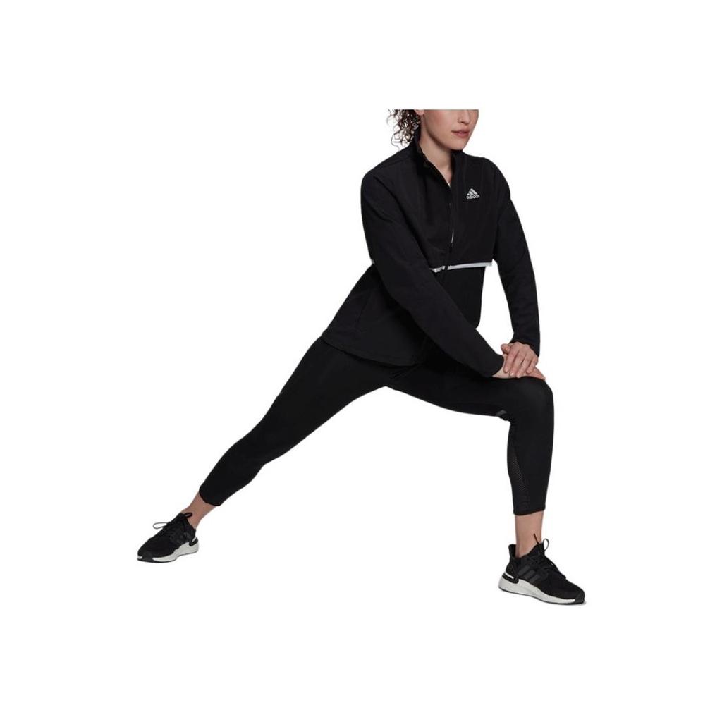 Adidas Logo Print Stand Collar Zip-Up Jacket Women Jackets Black GU3834