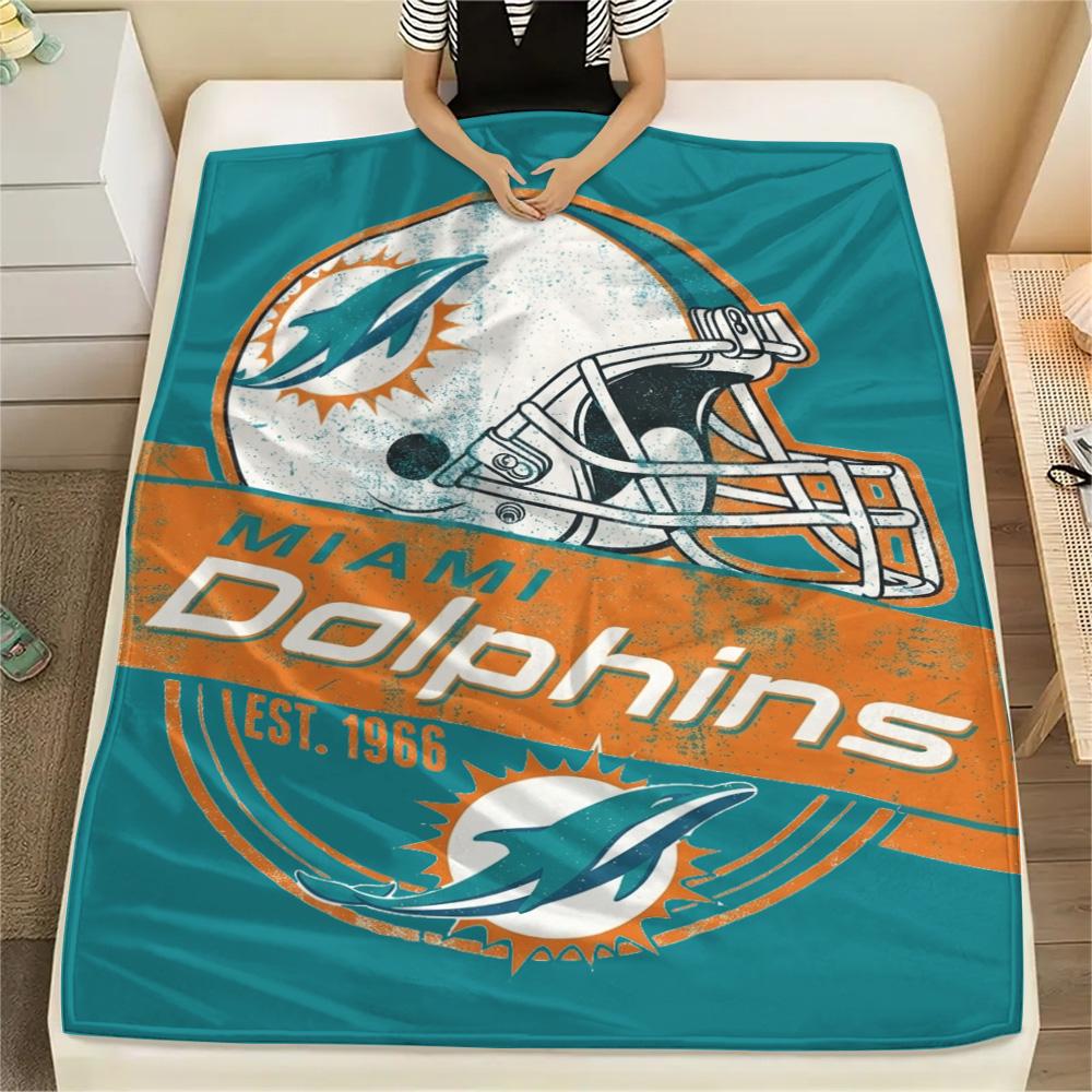 Miami Dolphins Print Flannel Blanket High Quality Warm Comfortable Cover for All Seasons Perfect for Gifts Home Decor