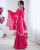 Bollywood Mal Chanderi Salwar Suit Indian Designer Women Salwar Kameez Sharara Set Dress