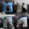 MMary PoppinsS Movie Cushion Cover Natural Linen Organic Fabric DoubleSided Printing Sofa Home Decor Gift Pillow Case