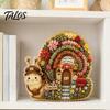 Educational Art Activity for Adults 3D House Theme Fabric Punch Needle Kit Beginners & Adults, Complete DIY Decorative Fantasy Home Ornament