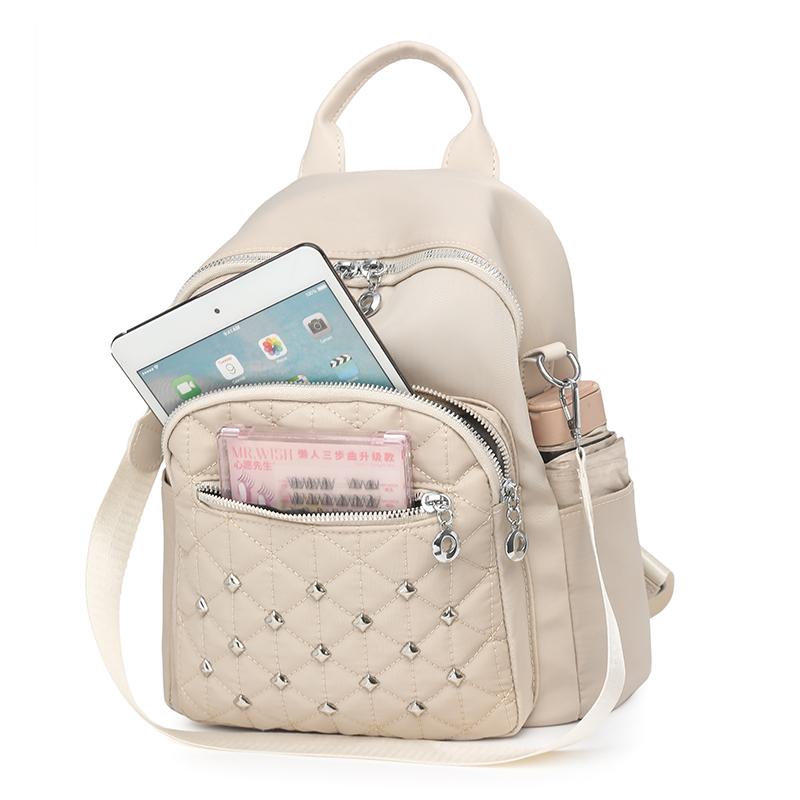 Rhomboid Rivet Backpack Women's Travel Bag Large Capacity Backpack