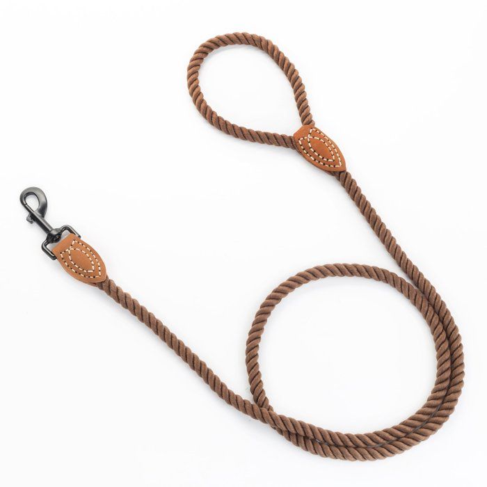 Laisse en corde de coton - mile high life - poignée en cuir - fermoir métal - 183 cm