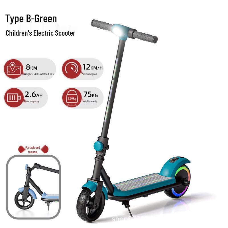 Patinete Eléctrico Plegable para Niños con Ruedas Intermitentes - Adecuado para Adolescentes y Adultos