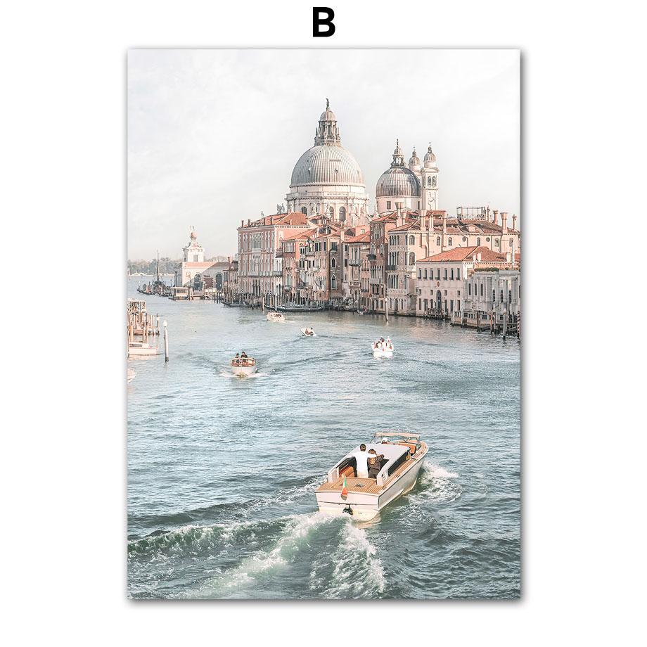 Venedig Meer Tür Gebäude Frucht Herbstlandschaft Poster und Drucke Wandkunst Leinwandmalerei Bilder Für Wohnzimmer Heimdekor