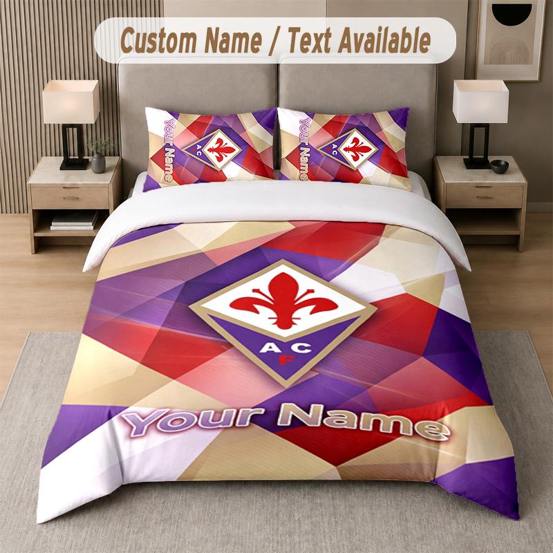 Fiorentina FC Design Bedding Set Custom Text 1 Duvet Cover & 2 Pillow Cases
