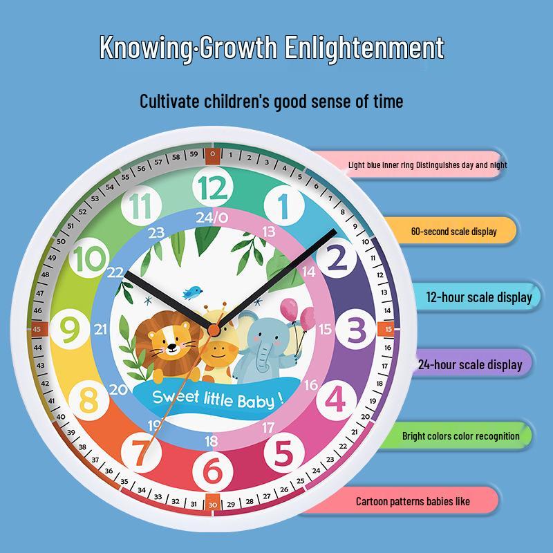 10-Inch Children's Educational Silent Wall Clock - Teaching & Learning Toy