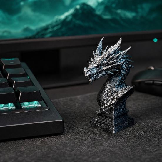 3D Printed Ancient Dragon Bust Sculpture, Realistic Scales & Spikes, One-piece Molding Decor with Multiple Colors, Compact Ornament for Living Room