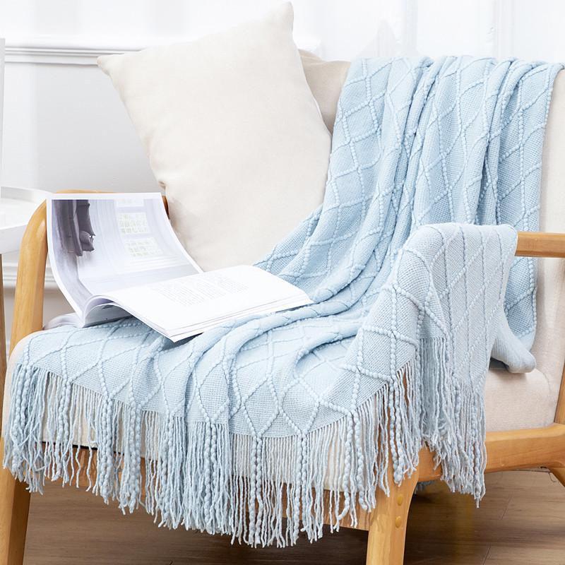 Nordic Tassel Sofa Throw Blanket - Air Conditioning Nap & Hotel Bed Runner, Summer Bed Flag, Bed End Blanket