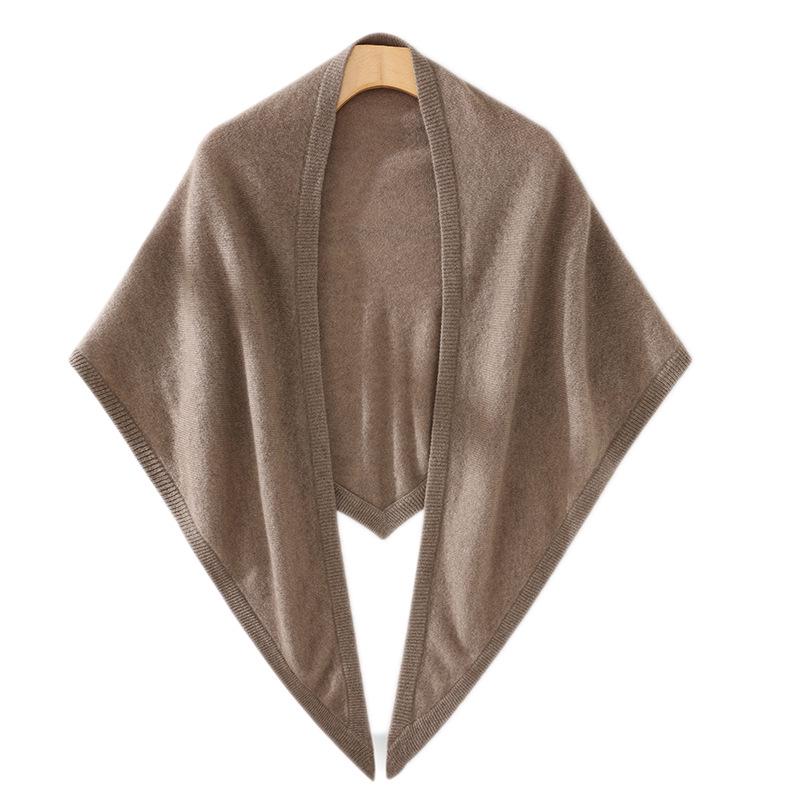 Women's 100% Pure Cashmere Triangle Scarf - Versatile & Casual Solid Color for Autumn/Winter