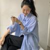 Women's Summer Korean Long Sleeves Sunscreen Shirt Loose Casual Sweet Single Breasted Turndown Collar Tops