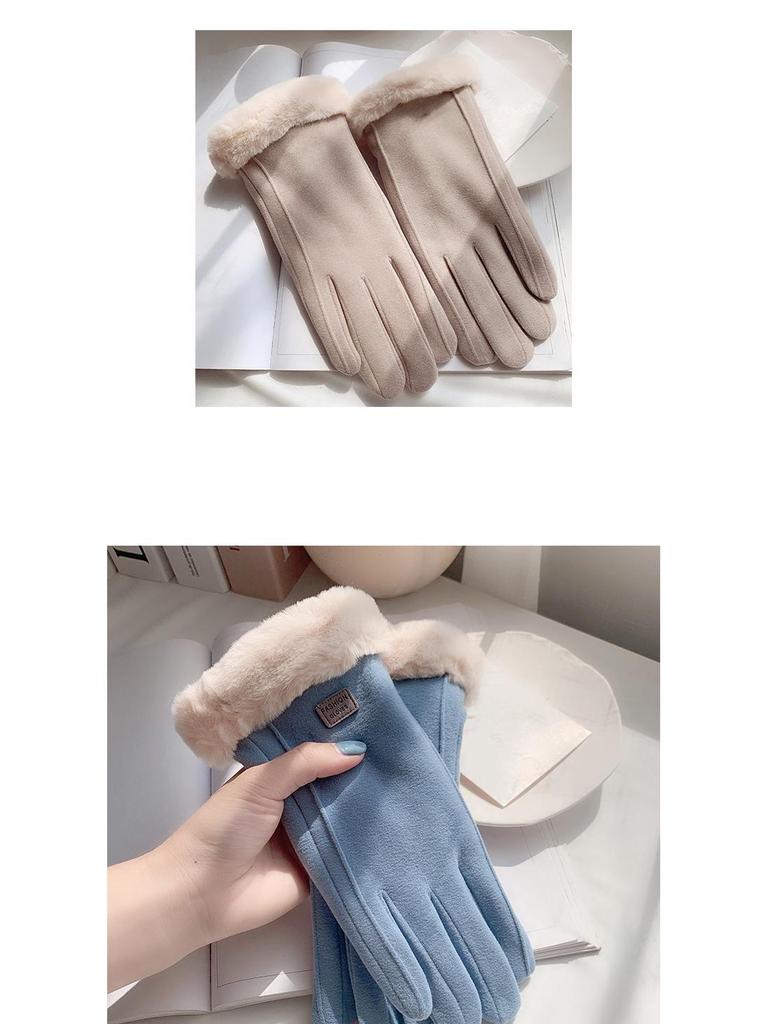 Women's Thick Warm Touchscreen Gloves: Velvet-Lined for Driving, Cycling & Skiing, Cotton & Imitation Cashmere, Perfect for Autumn & Winter.