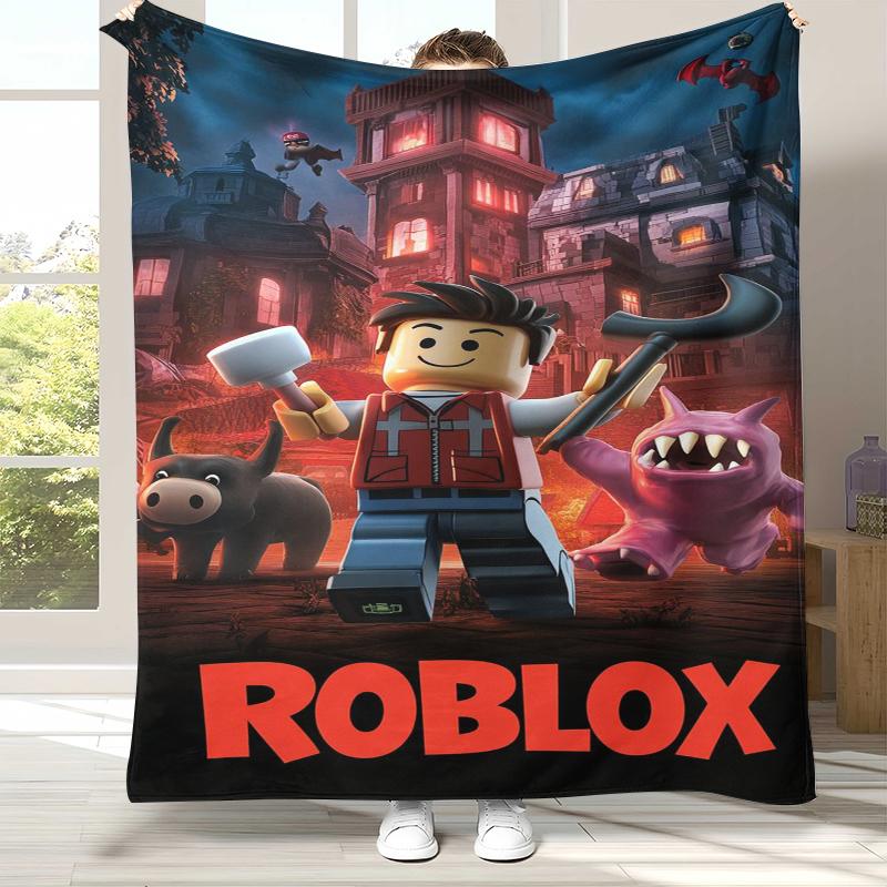 Game R-Robloxs Cartoon Flannel Blanket,Ultra Soft Warm Plush Throw for Home Bedroom Bed Sofa Cover Office Camping Picnic gift
