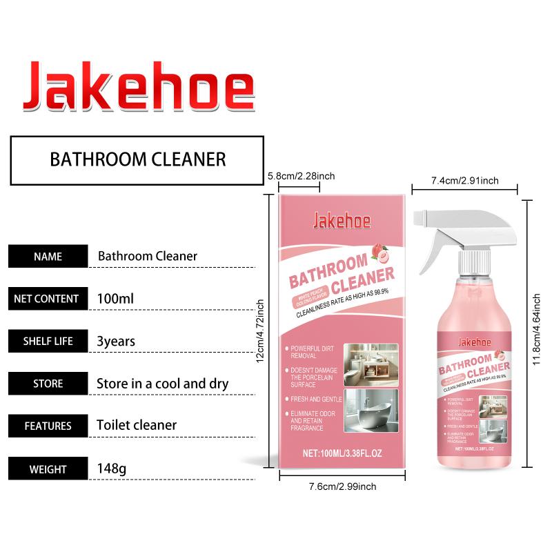 Descaling Spray for Bathroom 100ml Water Spot Remover for Shower Glass with Toilet Odor Eliminator and Bathtub Liquid Cleaner