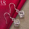 925 Sterling Silver Square AAA Zircon Piercing Earrings Fashionable Wedding Jewelry