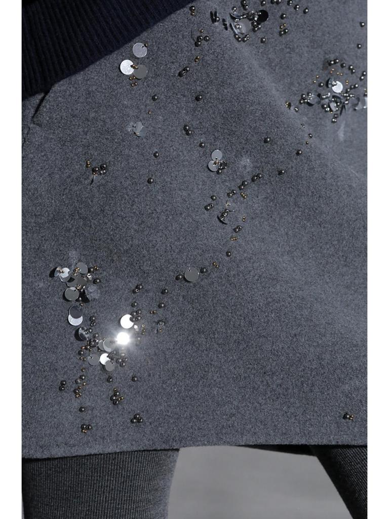 High-End Minimalist Wool Sequin A-Line Skirt (Autumn/Winter)